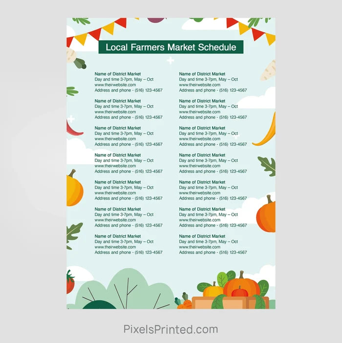 ERA real estate farmers market schedule postcards postcards PixelsPrinted