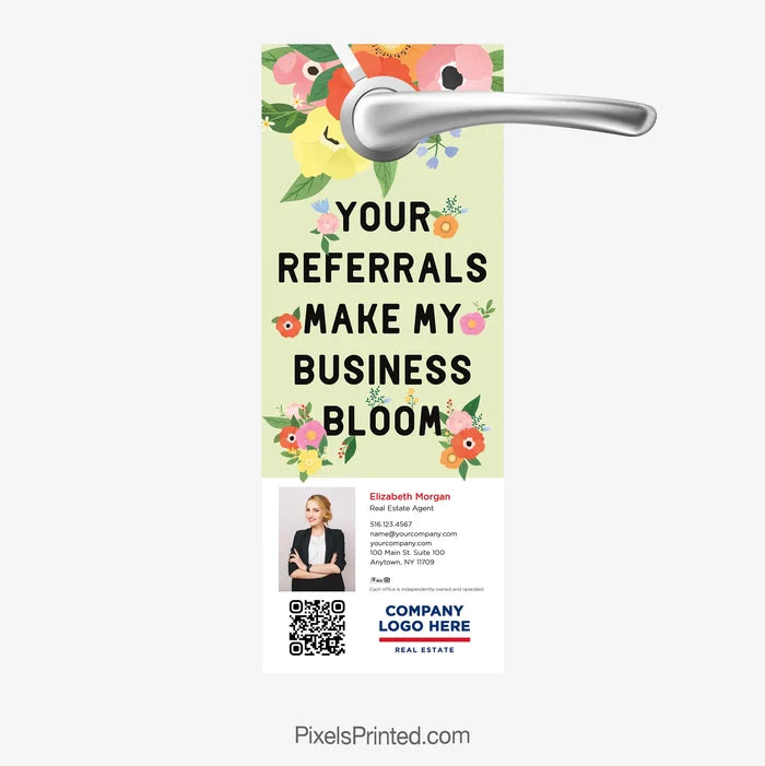 your referrals make my business bloom ERA real estate door hangers for spring