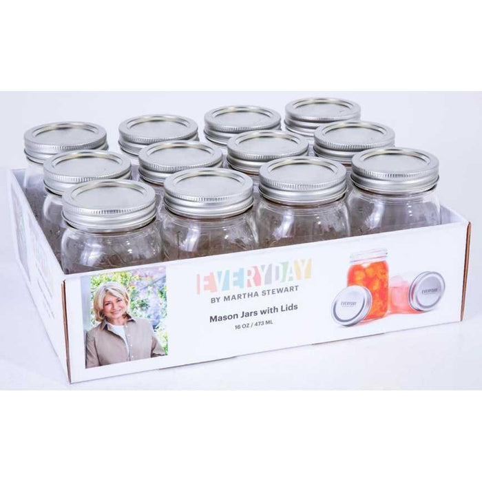 Everyday by Martha Stewart Mason Jars with Lids 12 pk. 16 oz.