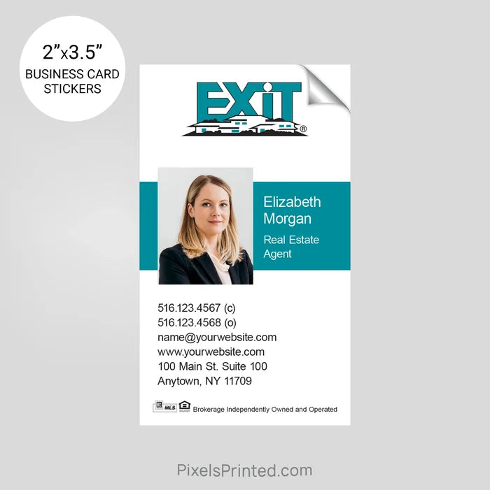 EXIT realty business card stickers PixelsPrinted