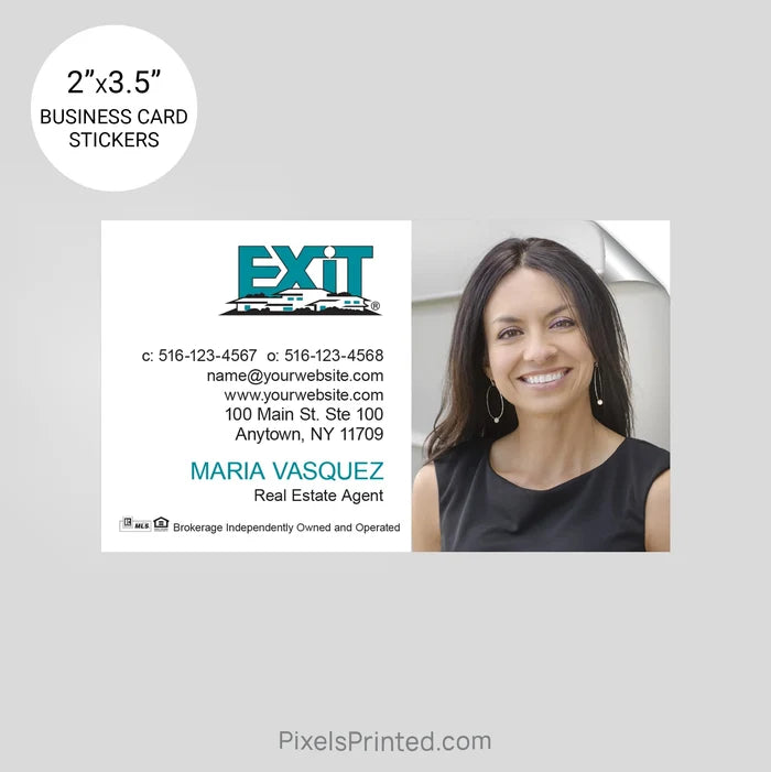 EXIT realty business card stickers PixelsPrinted