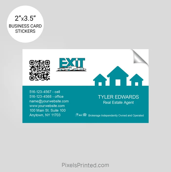EXIT realty business card stickers PixelsPrinted