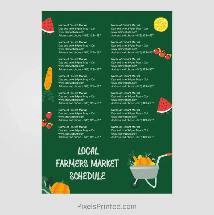 EXIT realty farmers market schedule postcards PixelsPrinted