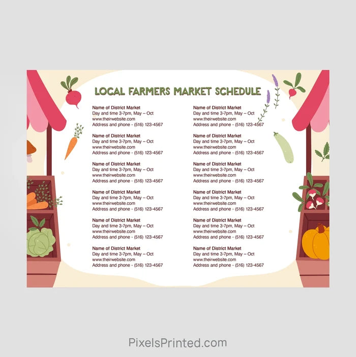 EXIT realty farmers market schedule postcards PixelsPrinted