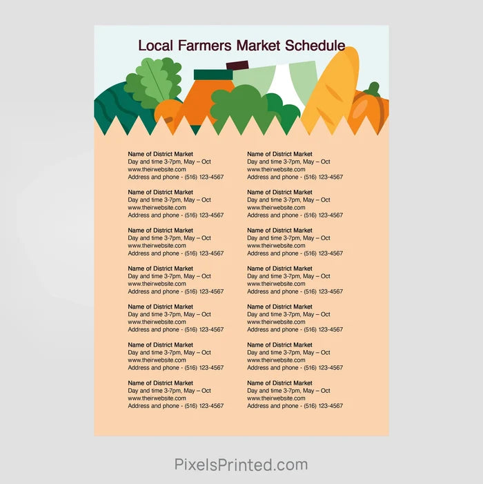 EXIT realty farmers market schedule postcards PixelsPrinted