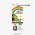 EXIT Realty St. Patrick's Day door hanger asking Are you sitting on a pot of gold?