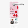 Exit Realty Valentine's Day door hanger celebrating referrals for real estate agents.