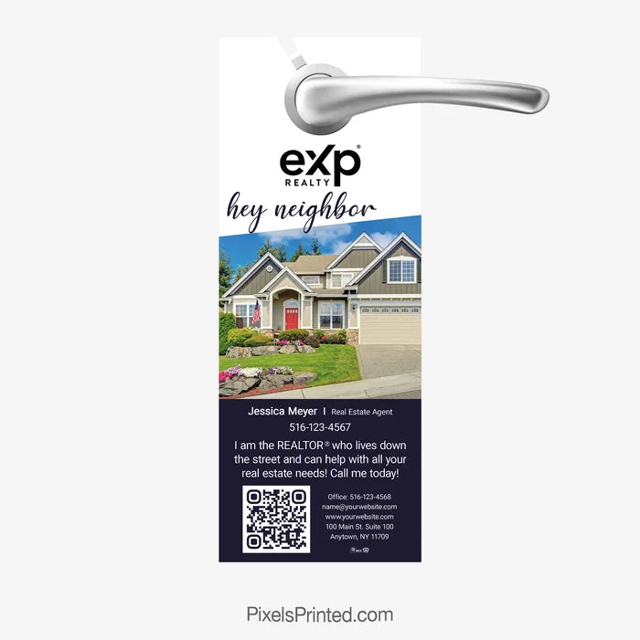 eXp Realty realtor introduction door hanger designed to help agents meet neighbors and establish themselves as the local resource.