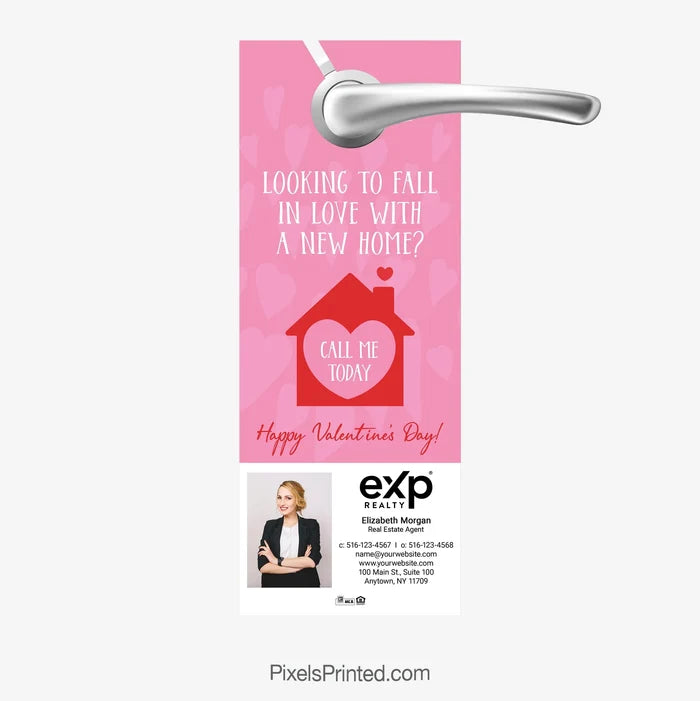 EXP Realty Valentine’s Day referrals door hanger PixelsPrinted