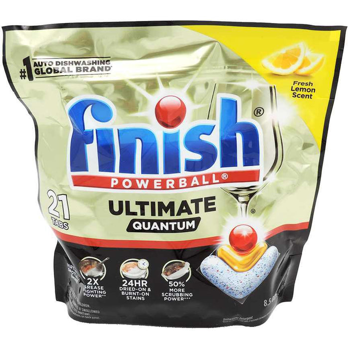 Finish Powerball Ultimate Quantum Dishwasher Pods Lemon 21 ct.