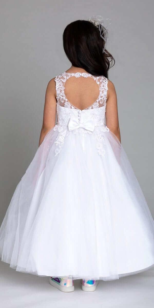 white/size/5/missy/Camille La Vie/Floral Applique Keyhole Bow Back Dress/back 1