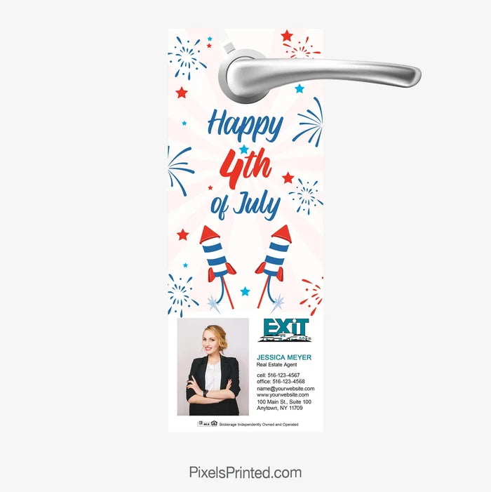 EXIT Realty 4th of July door hanger for real estate.