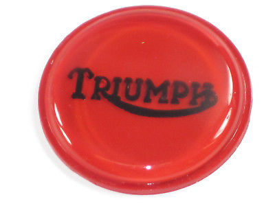 TRIUMPH logo gas tank top plug badge red and black