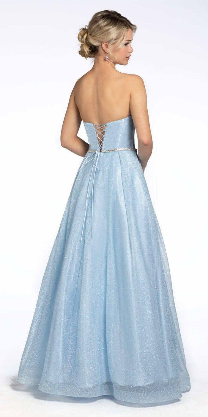light-blue/size/4/missy/Camille La Vie/Glitter Corset Ballgown with Crystal Waistband/back