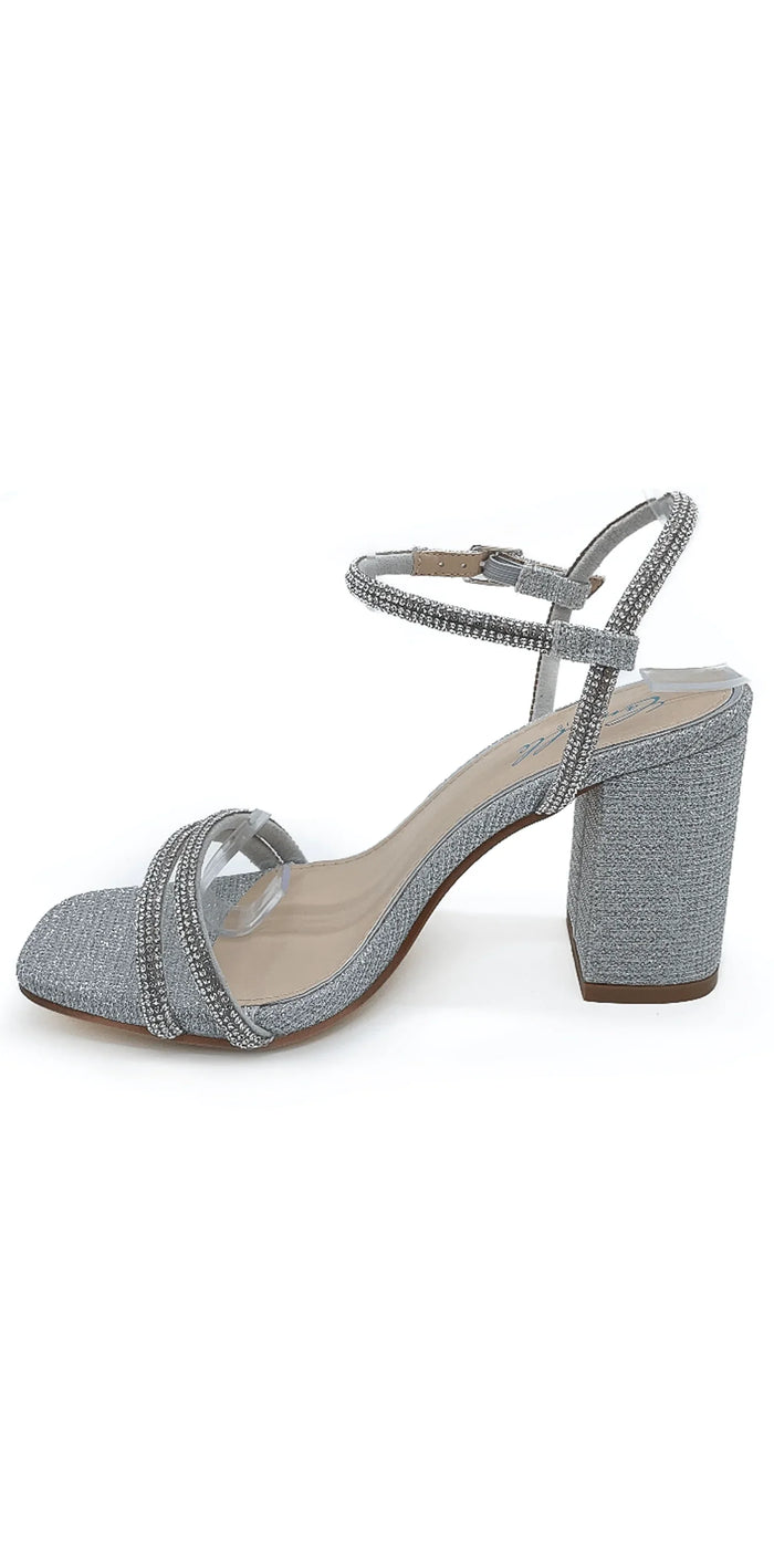silver/size/6/Camille La Vie/Glitter Double Strap Rhinestone Block Heel Sandal /left side