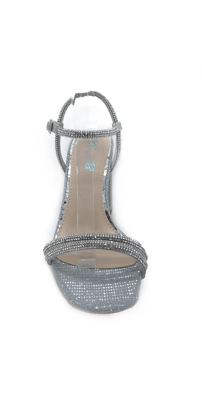 silver/size/6/Camille La Vie/Glitter Double Strap Rhinestone Block Heel Sandal /front