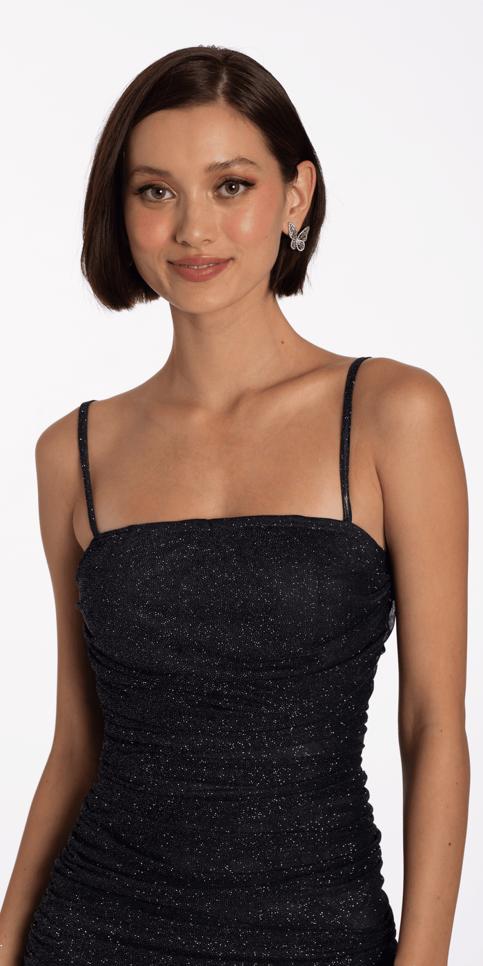 Glitter Knit Double Knot Back Bodycon Dress - Camille La Vie