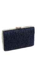 royal blue/no size/Camille La Vie/Glitter Pleated Texture Handbag with Rhinestone Top Closure /front
