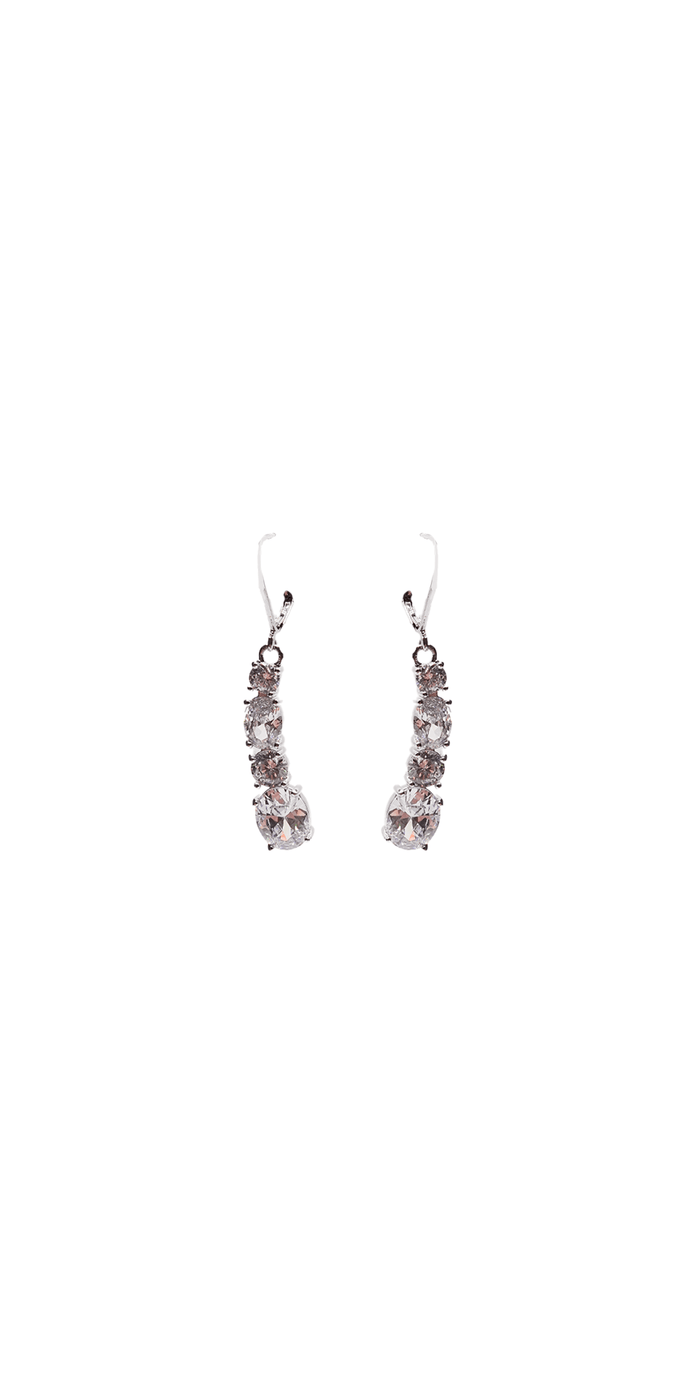 silver/one size/Camille La Vie/Graduated Rhinestone Earrings with Hoop Clasp /front