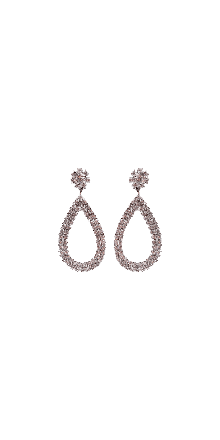 silver/one size/Camille La Vie/Halo Stone Open Drop Earrings /front