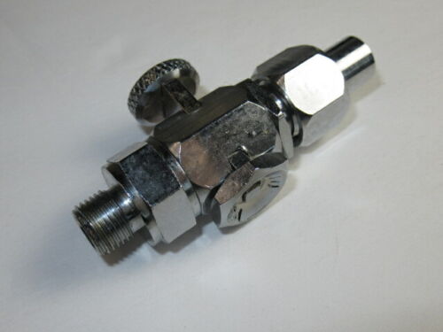 Hex chrome petcock 1950s Triumph BSA PETROL TAP 1/8 X 1/4 GAS push pull