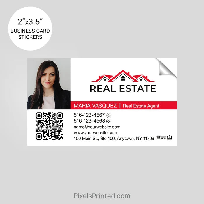 Independent real estate business card stickers PixelsPrinted
