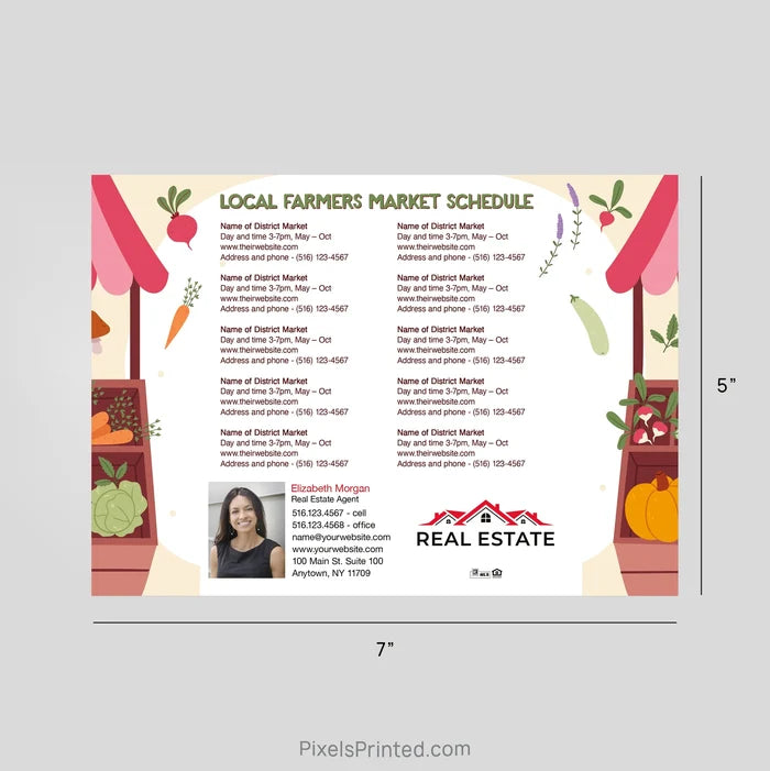 Independent Real Estate Farmers Market Schedule Postcard Magnet postcard magnets PixelsPrinted