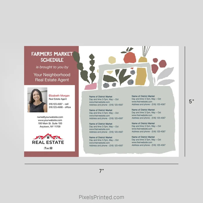 Independent Real Estate Farmers Market Schedule Postcard Magnet postcard magnets PixelsPrinted