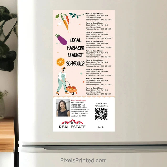 Independent Real Estate Farmers Market Schedule Postcard Magnet postcard magnets PixelsPrinted