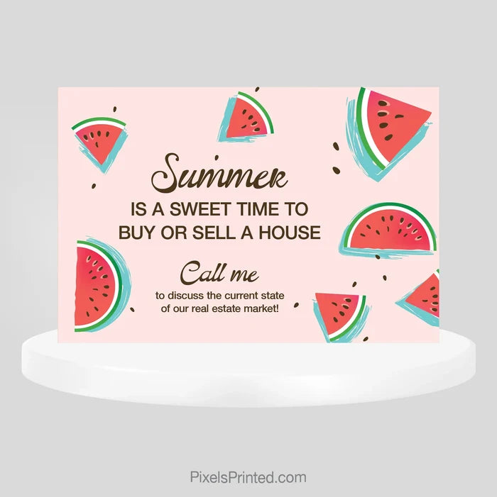Independent real estate summer buying selling postcard PixelsPrinted