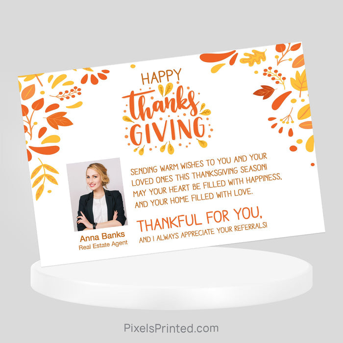 Independent real estate Thanksgiving postcard PixelsPrinted