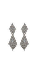 silver/one size/ Camille La Vie/Iridescent Double Diamond Rhinestone Duster Earrings/front