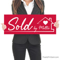 realtor closing day social media photo sign with homeowners