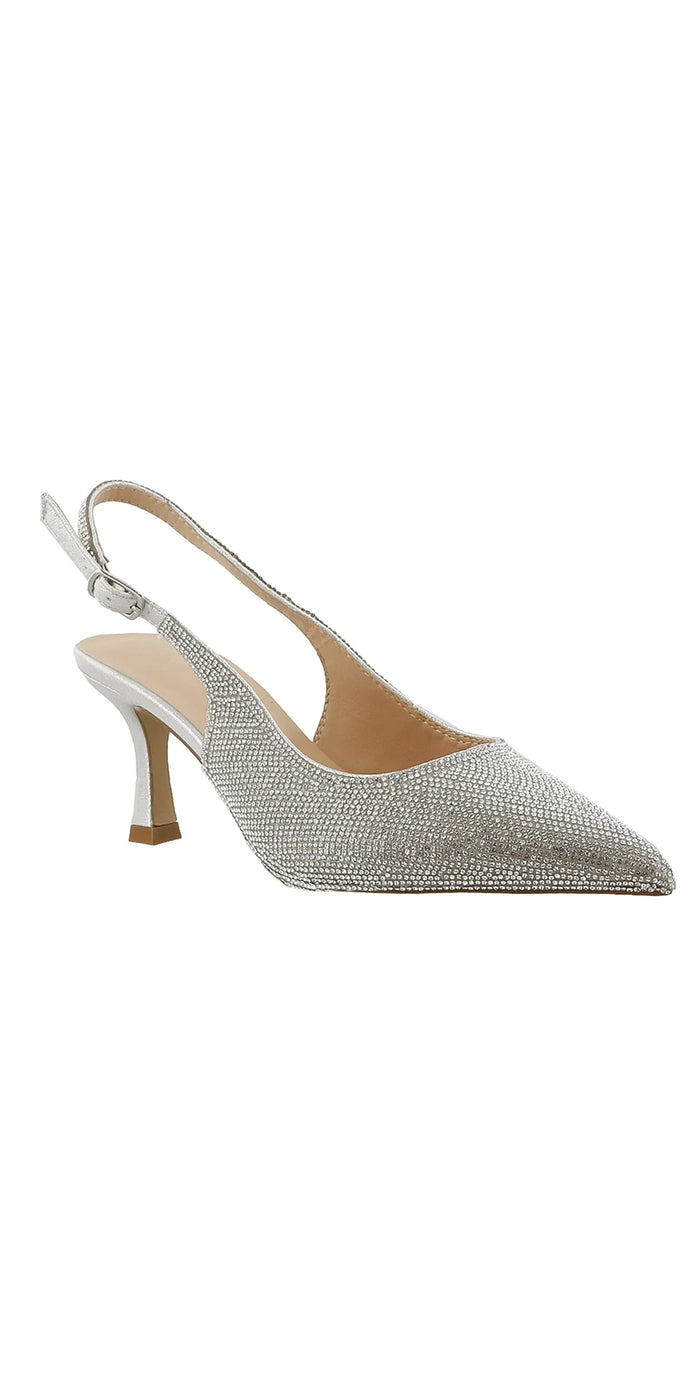Keisha-1 Low Heel Rhinestone Slingback Sandal - Camille La Vie