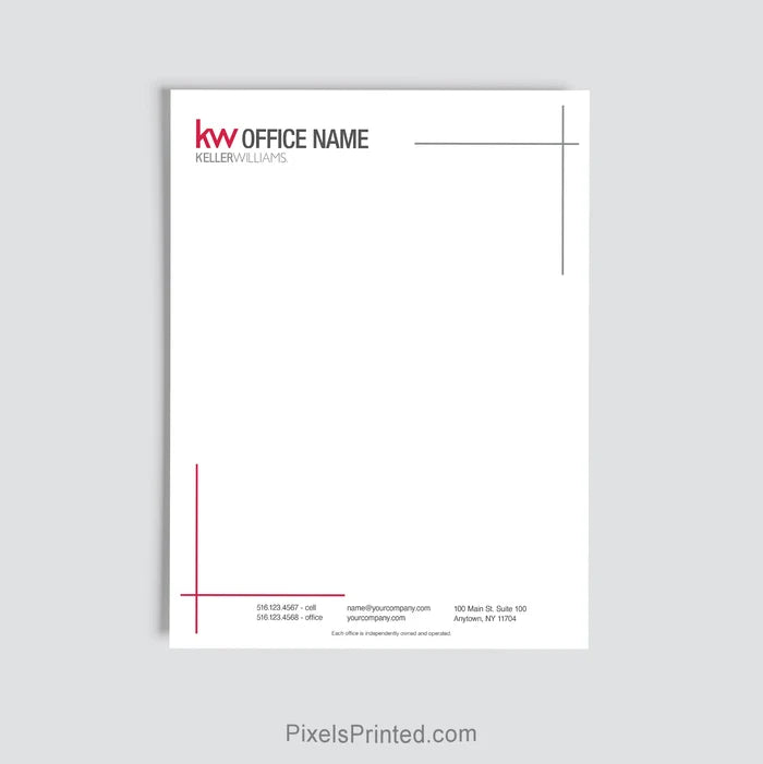 Keller Williams agent letterhead personalized for a real estate office