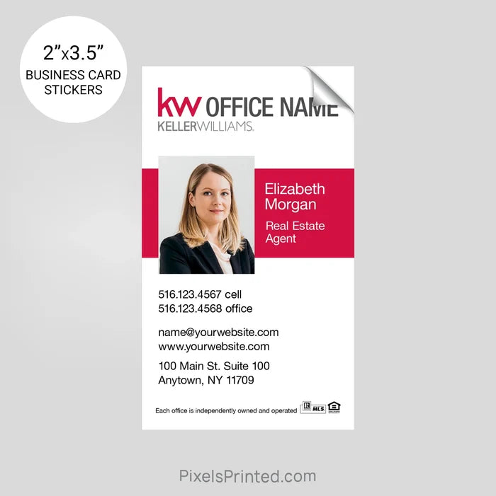 Keller Williams business card stickers PixelsPrinted