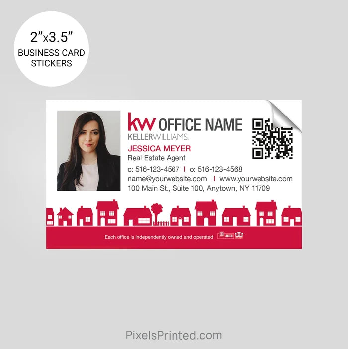 Keller Williams business card stickers PixelsPrinted