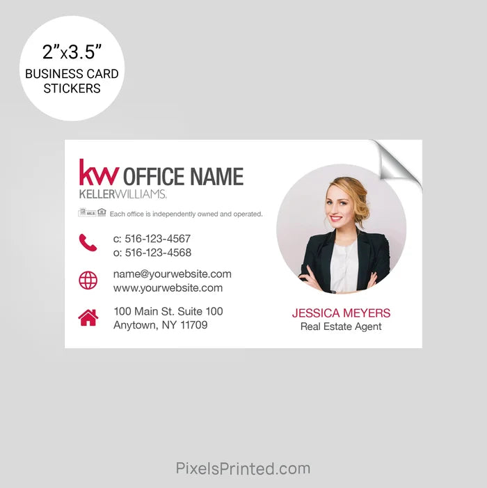 Keller Williams business card stickers PixelsPrinted