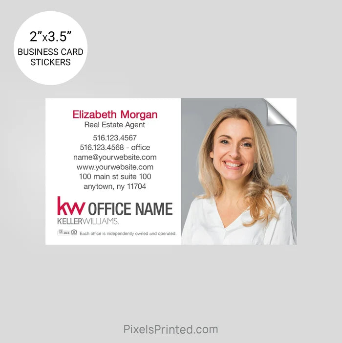 Keller Williams business card stickers PixelsPrinted