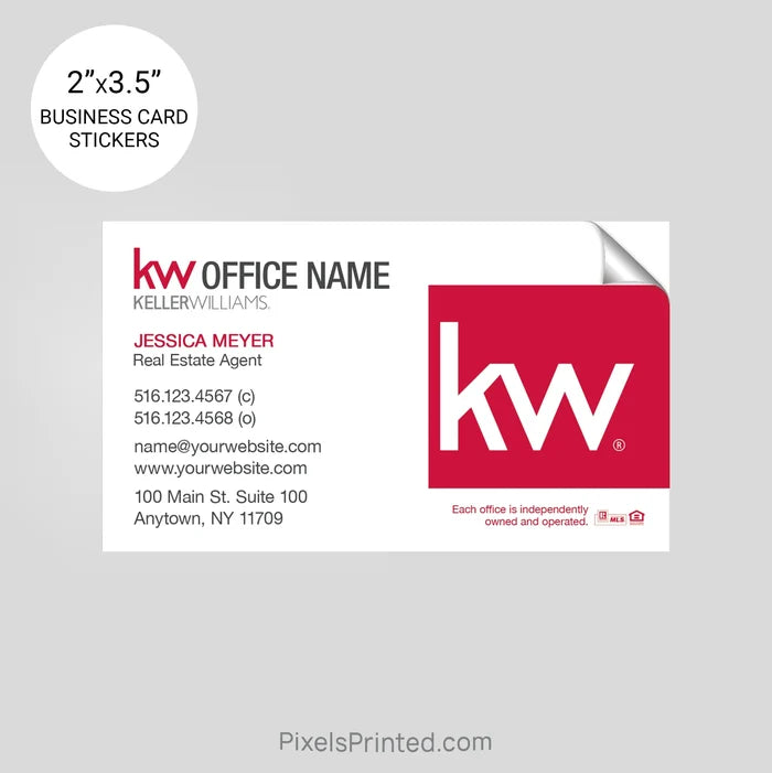 Keller Williams business card stickers PixelsPrinted