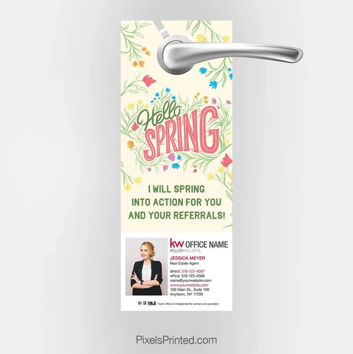 Keller Williams Hello Spring Real Estate Door Hanger PixelsPrinted