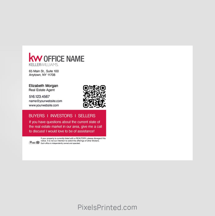 Keller Williams real estate agent announcement postcards PixelsPrinted