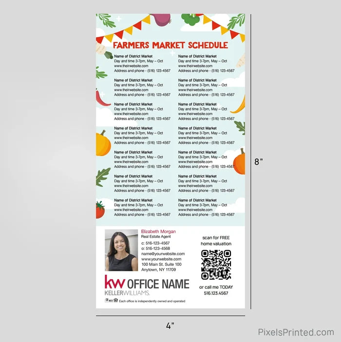 Keller Williams Real Estate Farmers Market Calendar Magnets postcard magnets PixelsPrinted