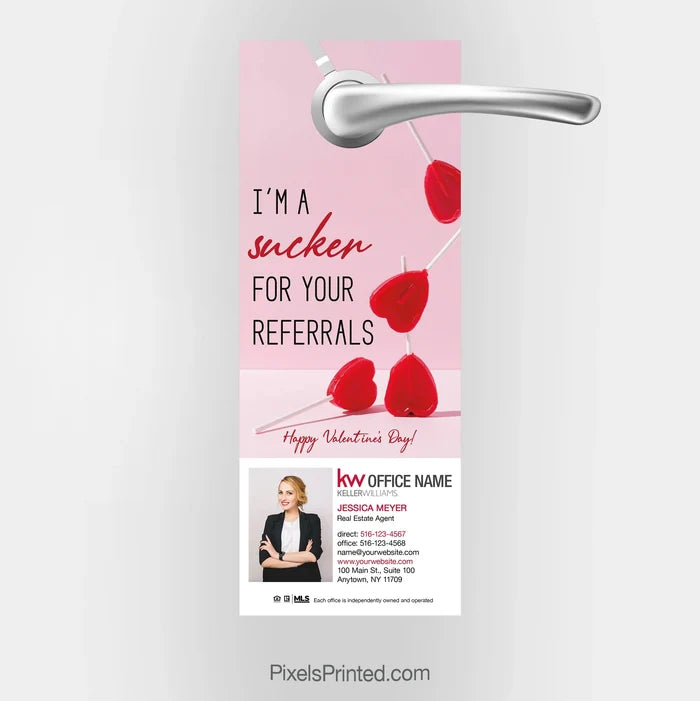 Keller Williams real estate Valentine’s Day door hanger – client appreciation PixelsPrinted