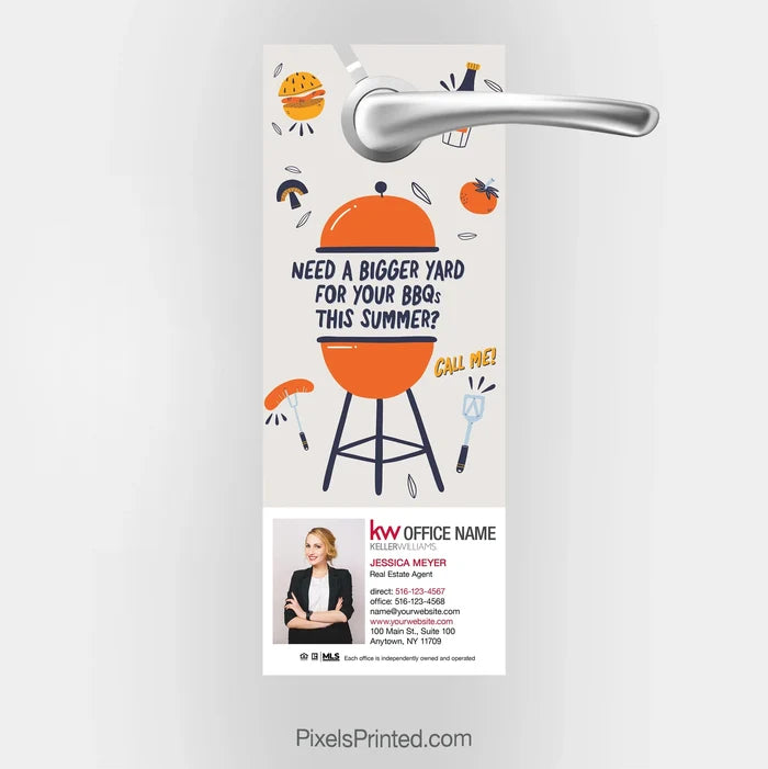 Keller Williams summer BBQ real estate door hanger PixelsPrinted