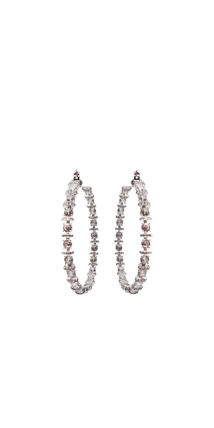 silver/one size/Camille La Vie/Large Cubic Zirconia Hoop Earrings /front