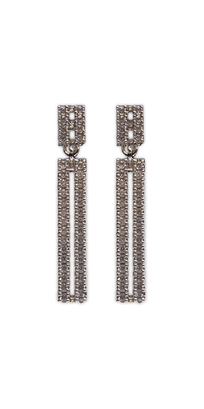 silver/one size/Camille La Vie/Linear Drop Cubic Zirconia Earrings /front
