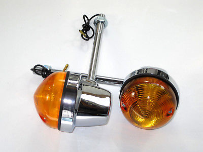 Lucas Type Front Turn Signal Set 54057567 long 125mm Blinker Triumph BSA 71 up