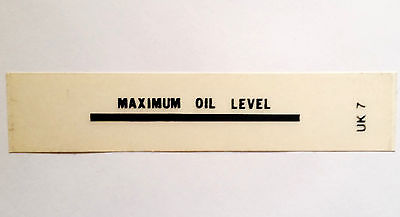 MINIMUM OIL LEVEL Black vinyl decal TRIUMPH NORTON BSA UK