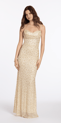 gold/size/4/missy/Camille La Vie/Mesh Beaded Cowl Neck Column Dress/front alt 1
